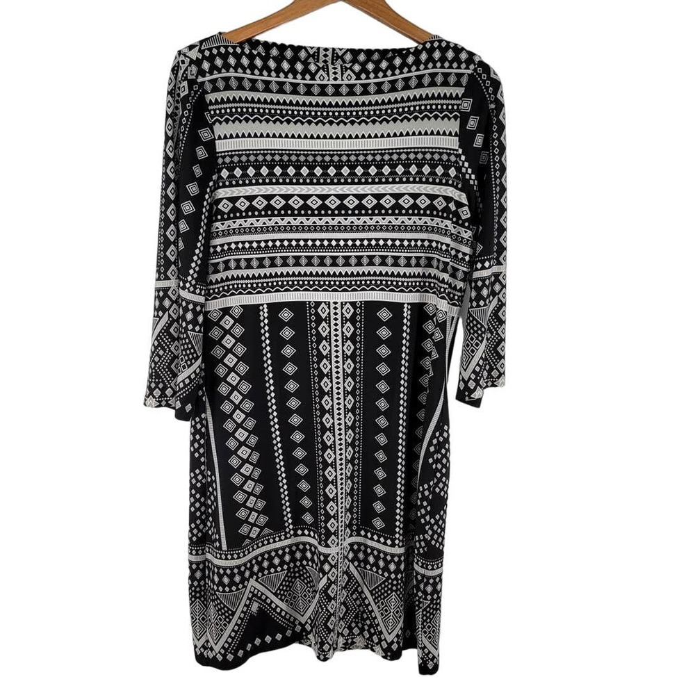 ECI Geometric Print Long Sleeve Midi Dress 10